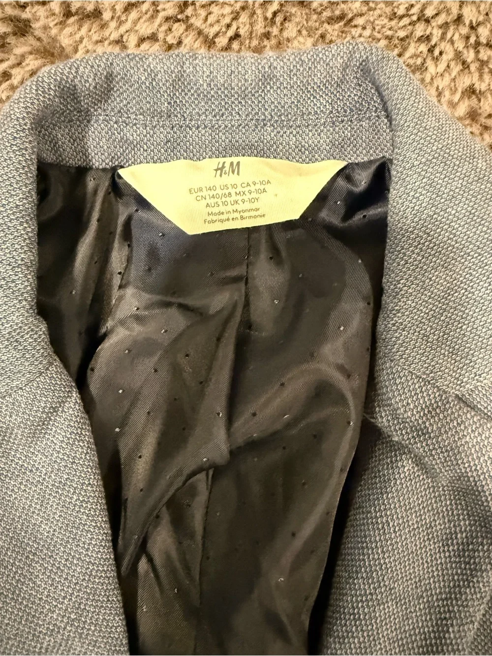 H&M Light Blue Boys' Textured Single-Button Blazer